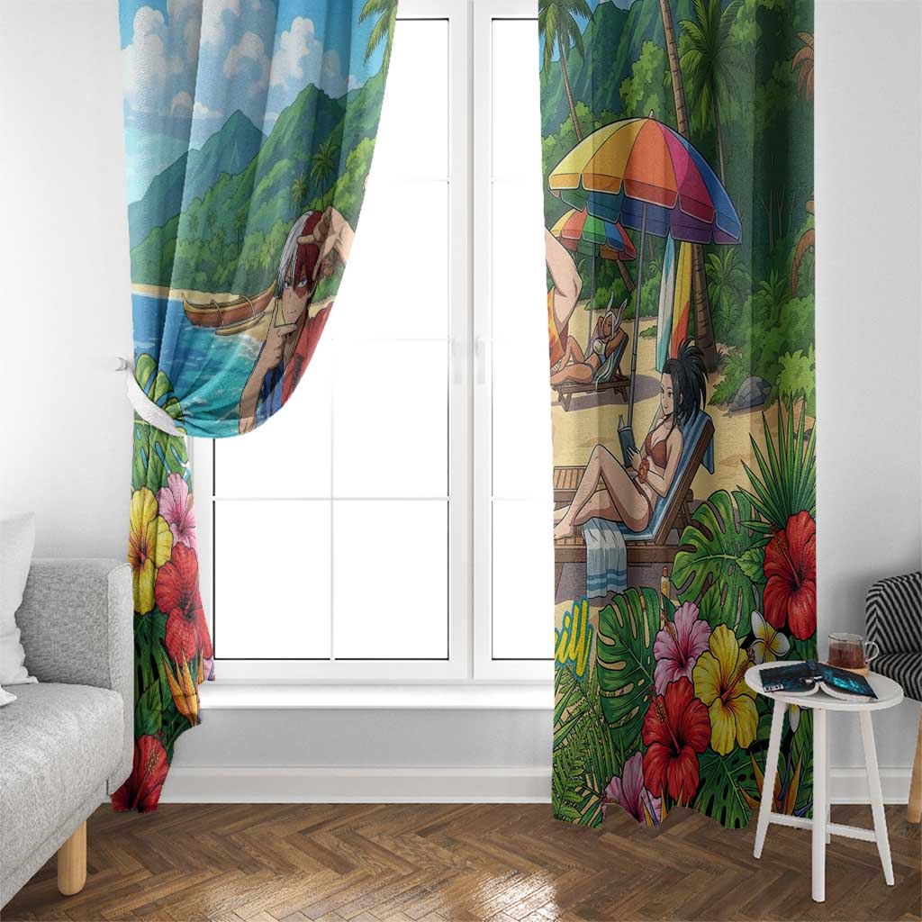 Shoto Todoroki Summer Chill Window Curtain Tropical Anime Leisure Scene