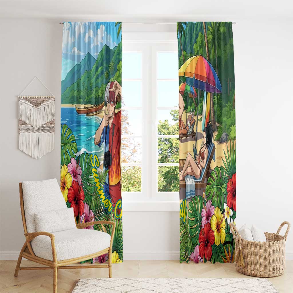 Shoto Todoroki Summer Chill Window Curtain Tropical Anime Leisure Scene