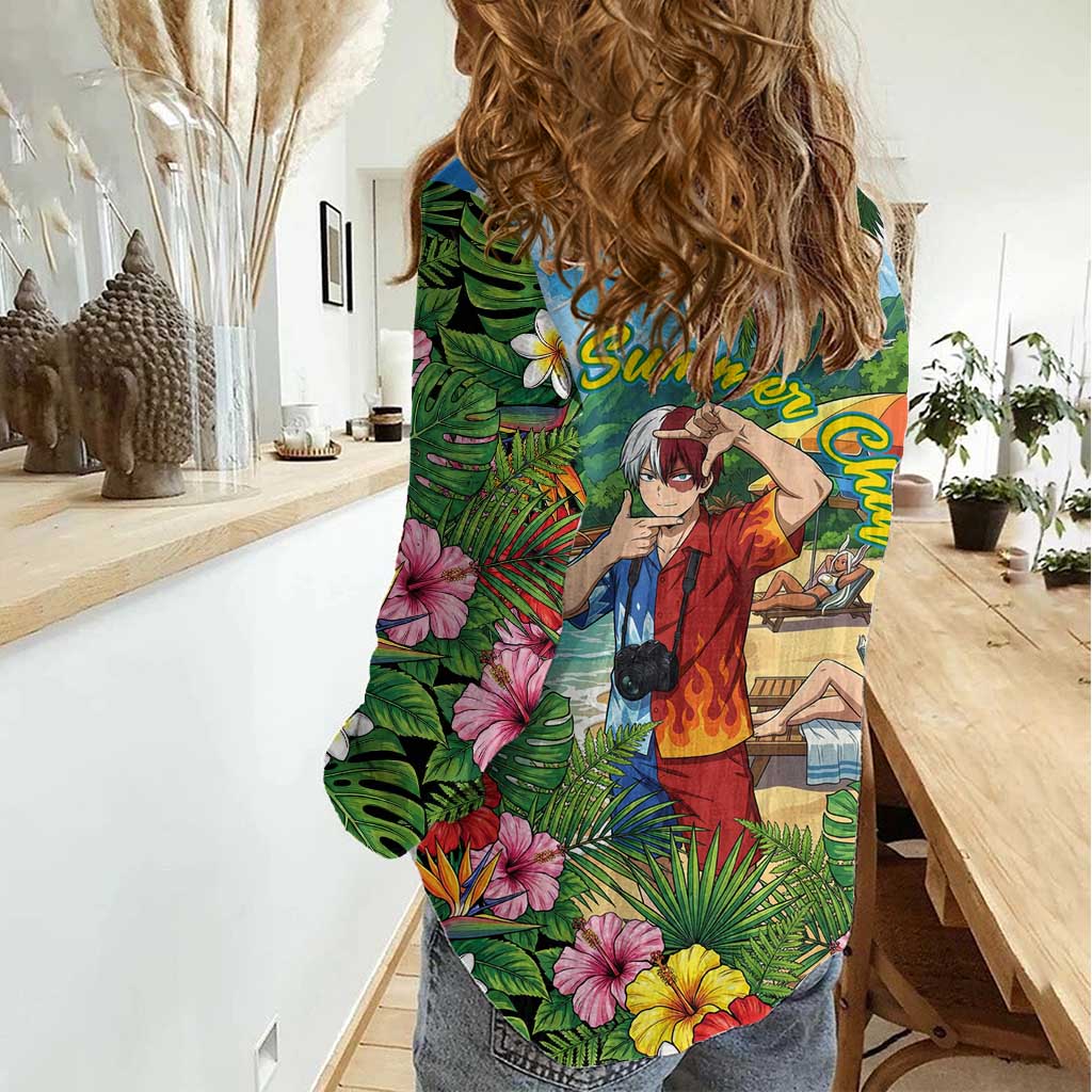 Shoto Todoroki Summer Chill Women Casual Shirt Tropical Anime Leisure Scene