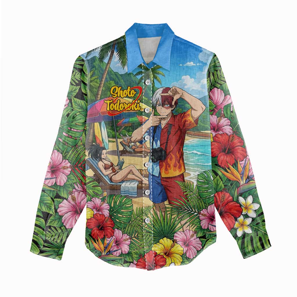 Shoto Todoroki Summer Chill Women Casual Shirt Tropical Anime Leisure Scene