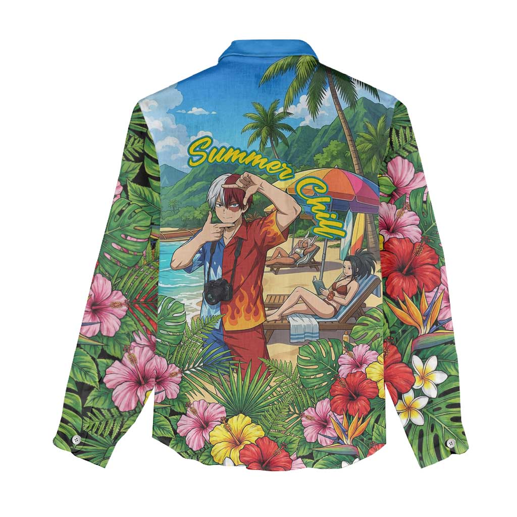 Shoto Todoroki Summer Chill Women Casual Shirt Tropical Anime Leisure Scene