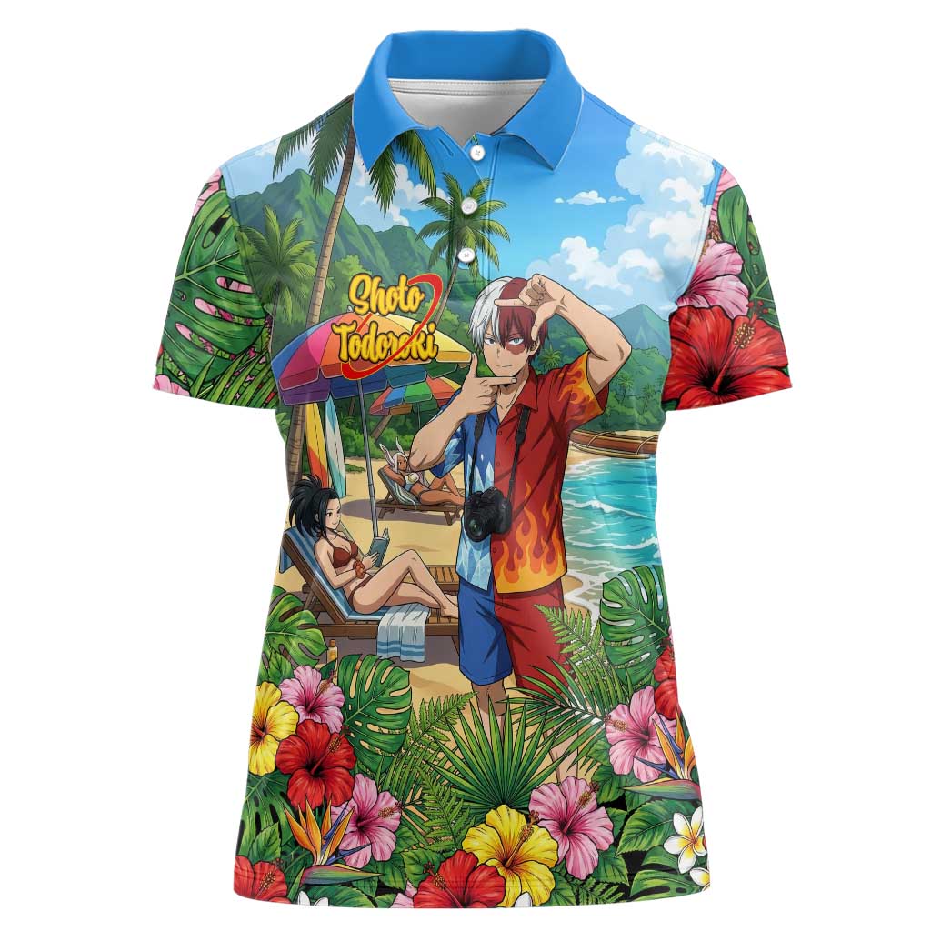 Shoto Todoroki Summer Chill Women Polo Shirt Tropical Anime Leisure Scene