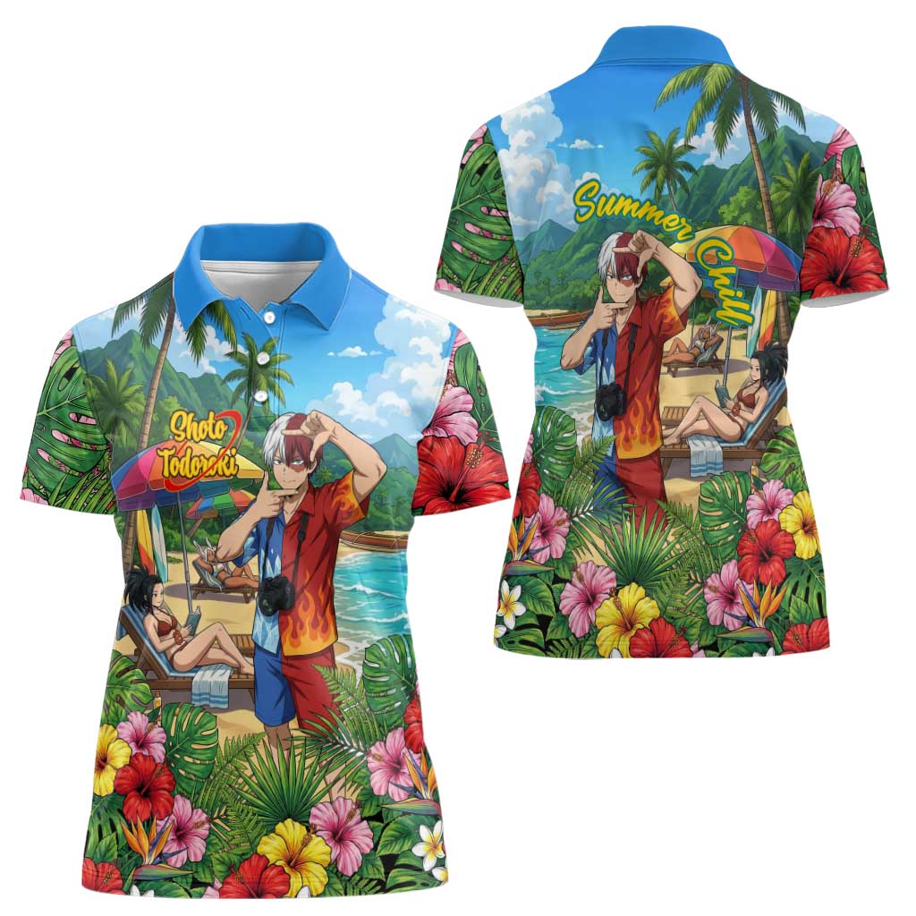 Shoto Todoroki Summer Chill Women Polo Shirt Tropical Anime Leisure Scene