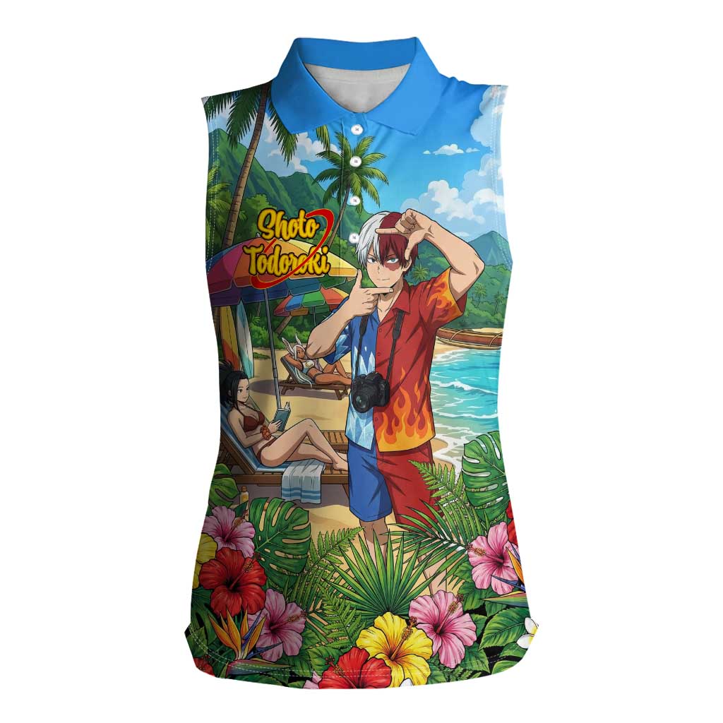 Shoto Todoroki Summer Chill Women Sleeveless Polo Shirt Tropical Anime Leisure Scene