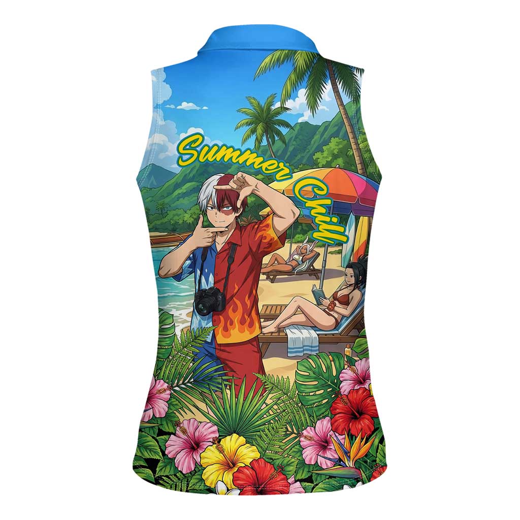 Shoto Todoroki Summer Chill Women Sleeveless Polo Shirt Tropical Anime Leisure Scene