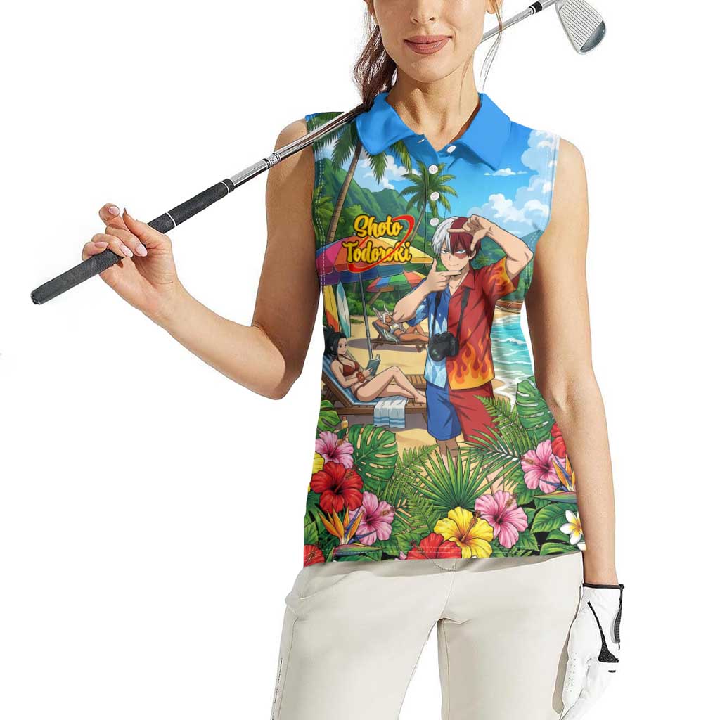 Shoto Todoroki Summer Chill Women Sleeveless Polo Shirt Tropical Anime Leisure Scene