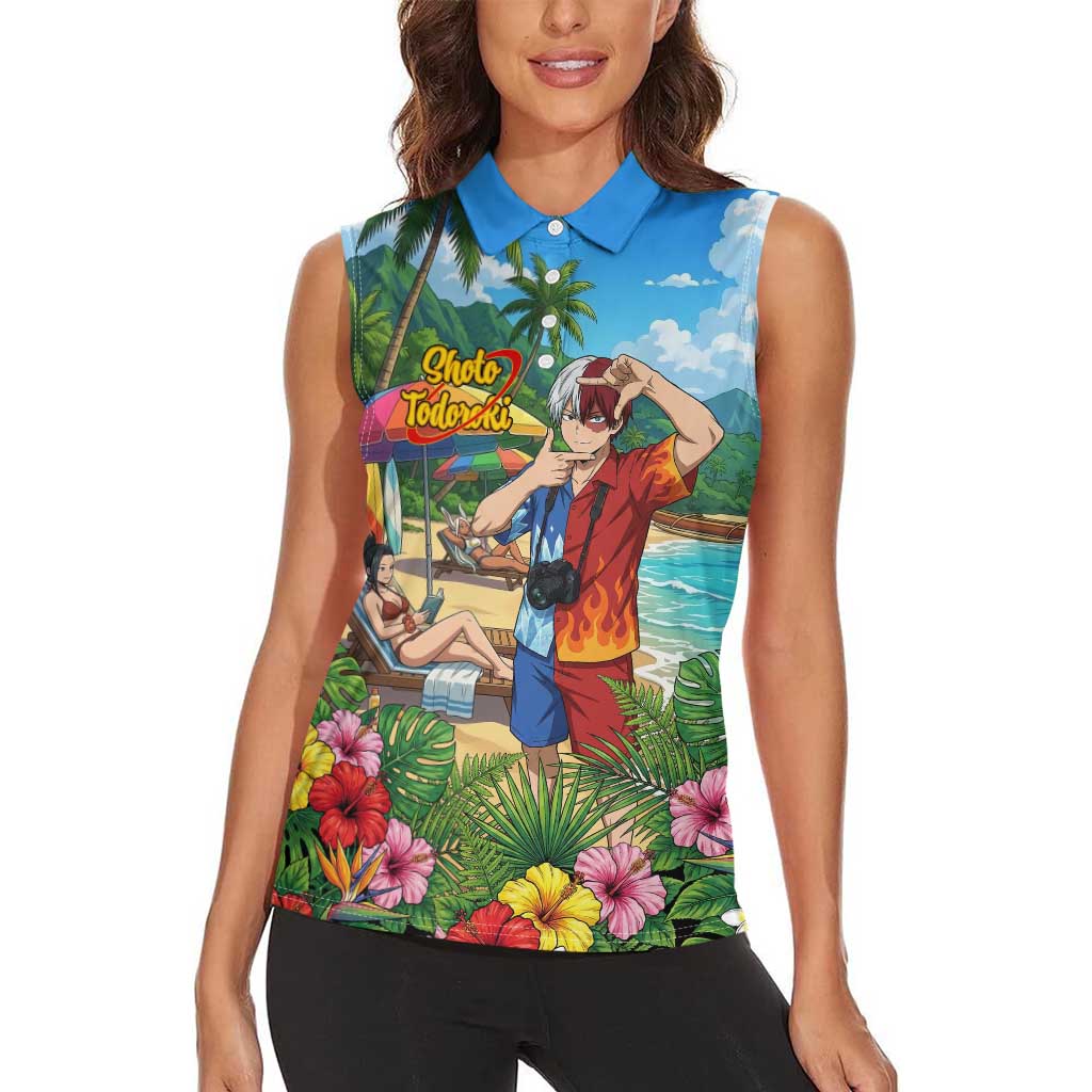 Shoto Todoroki Summer Chill Women Sleeveless Polo Shirt Tropical Anime Leisure Scene