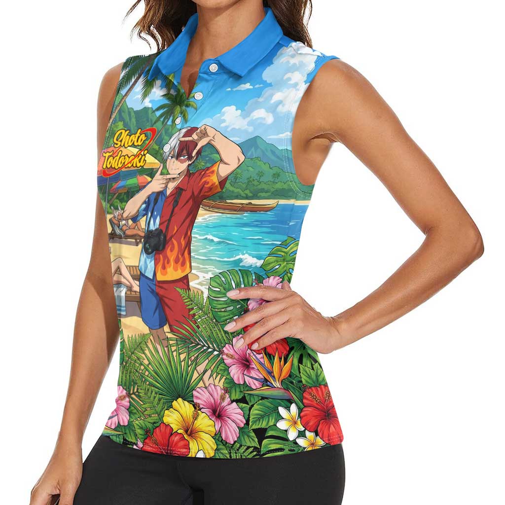 Shoto Todoroki Summer Chill Women Sleeveless Polo Shirt Tropical Anime Leisure Scene