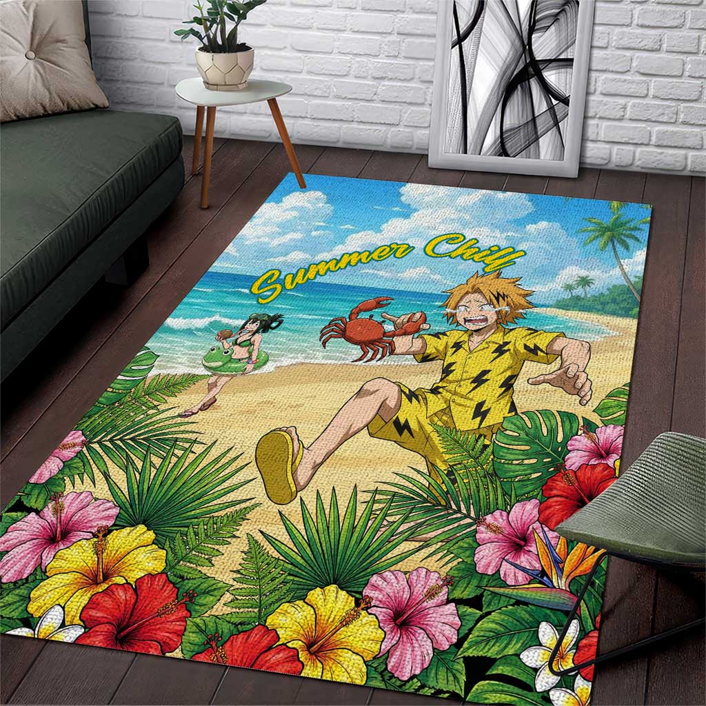Denki Kaminari Summer Chill Area Rug Tropical Anime Comedy Scene