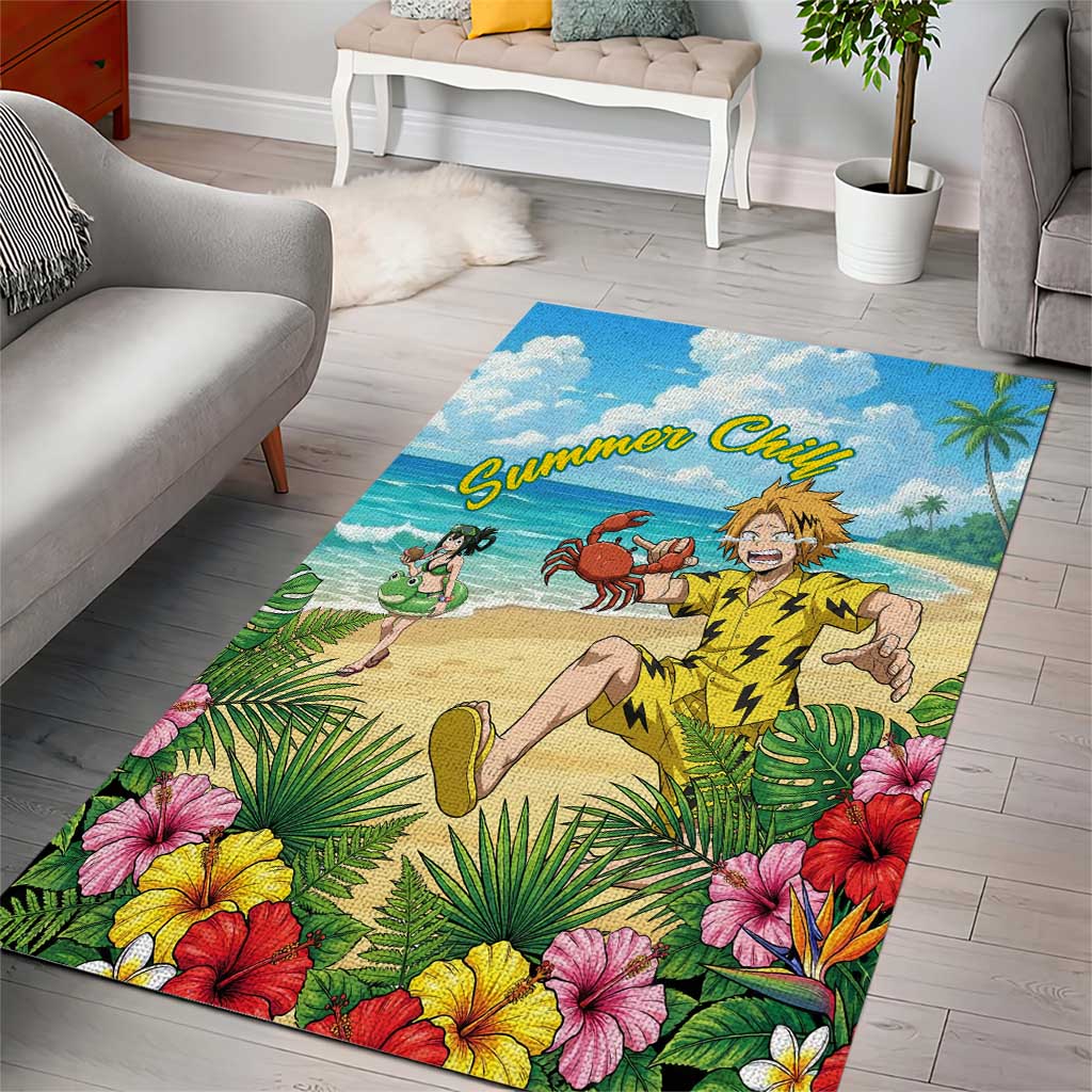Denki Kaminari Summer Chill Area Rug Tropical Anime Comedy Scene