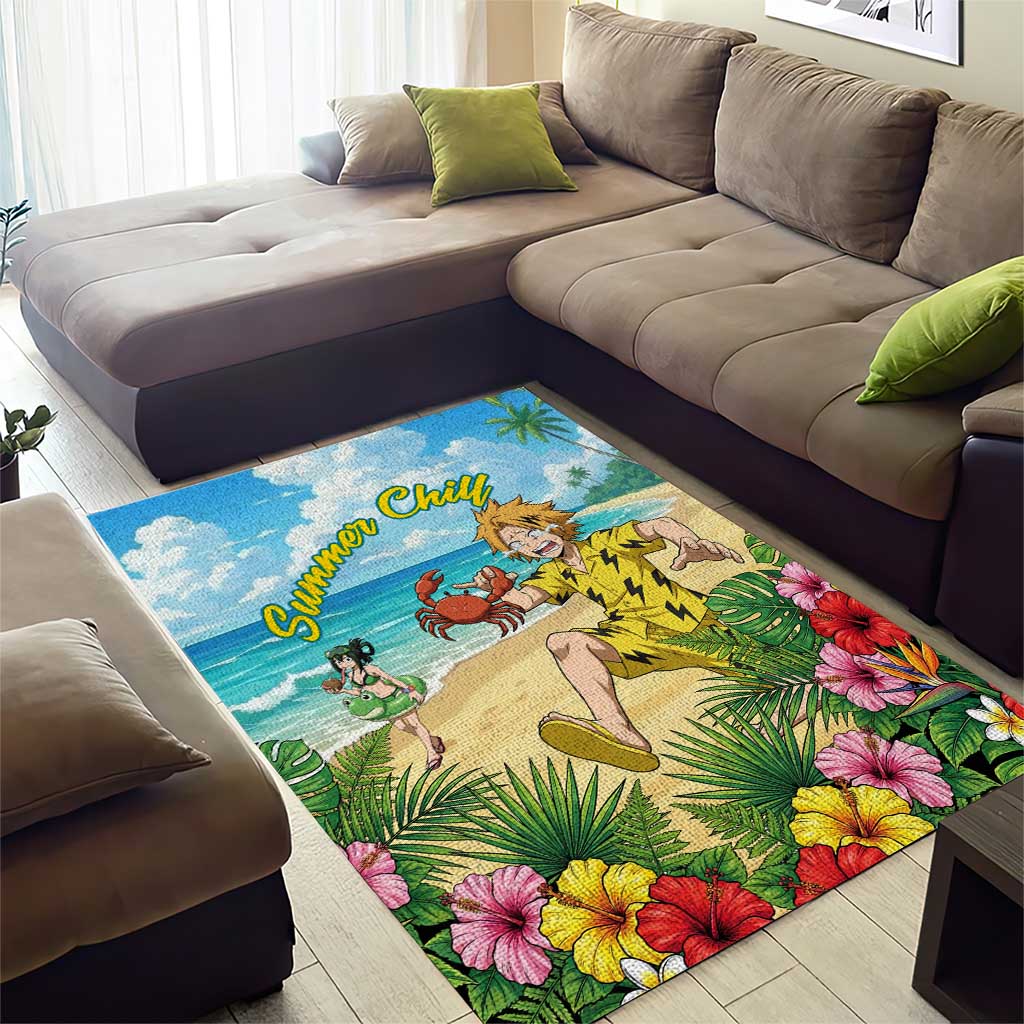 Denki Kaminari Summer Chill Area Rug Tropical Anime Comedy Scene