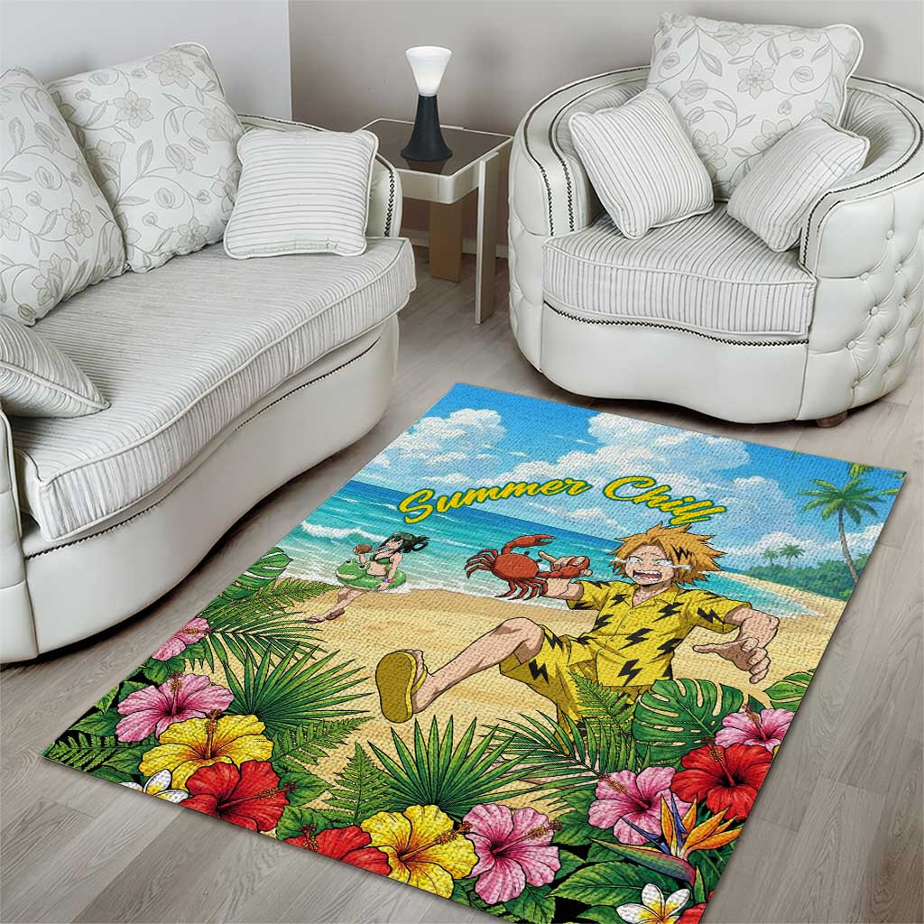 Denki Kaminari Summer Chill Area Rug Tropical Anime Comedy Scene
