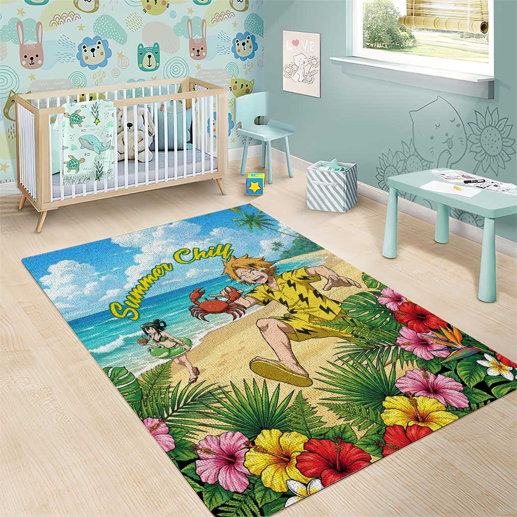 Denki Kaminari Summer Chill Area Rug Tropical Anime Comedy Scene