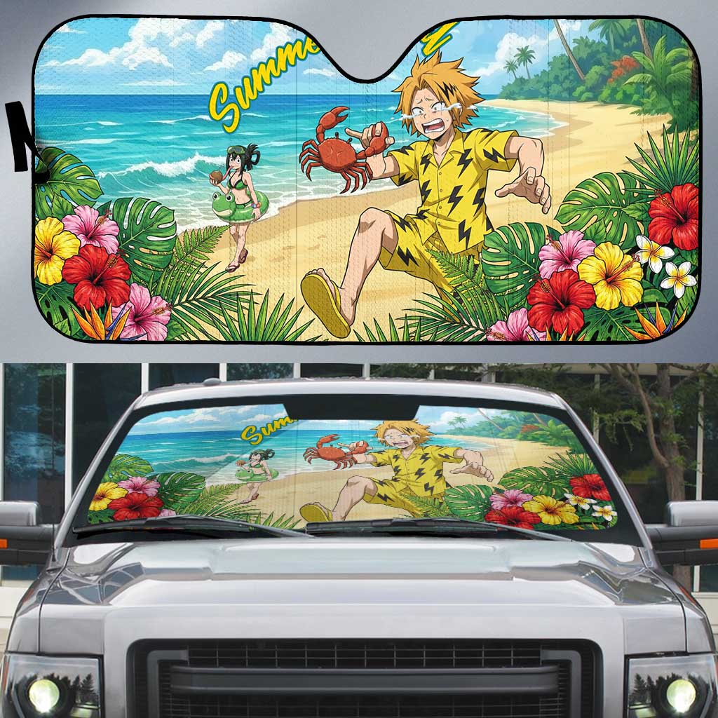 Denki Kaminari Summer Chill Auto Sun Shade Tropical Anime Comedy Scene