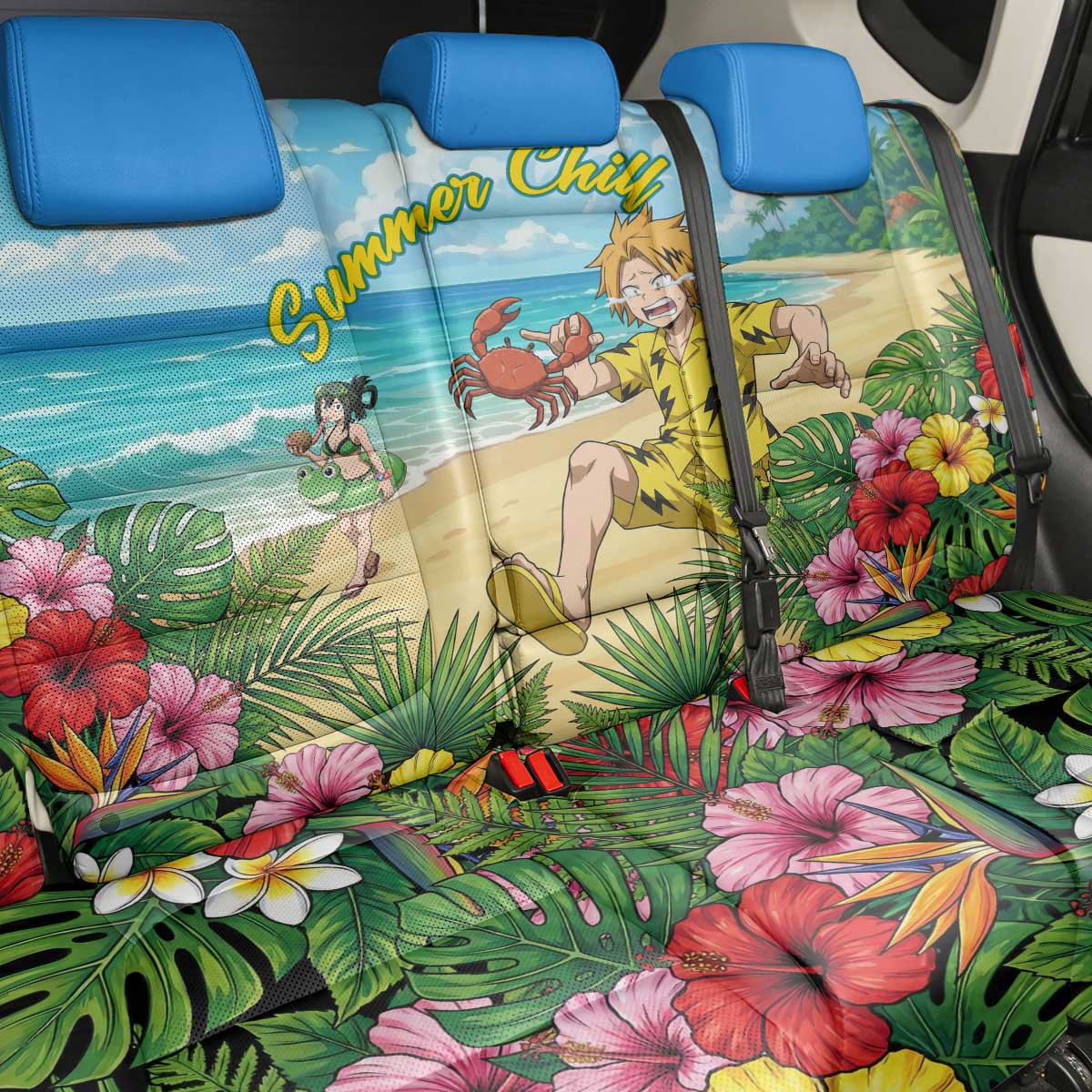 Denki Kaminari Summer Chill Back Car Seat Cover Tropical Anime Comedy Scene