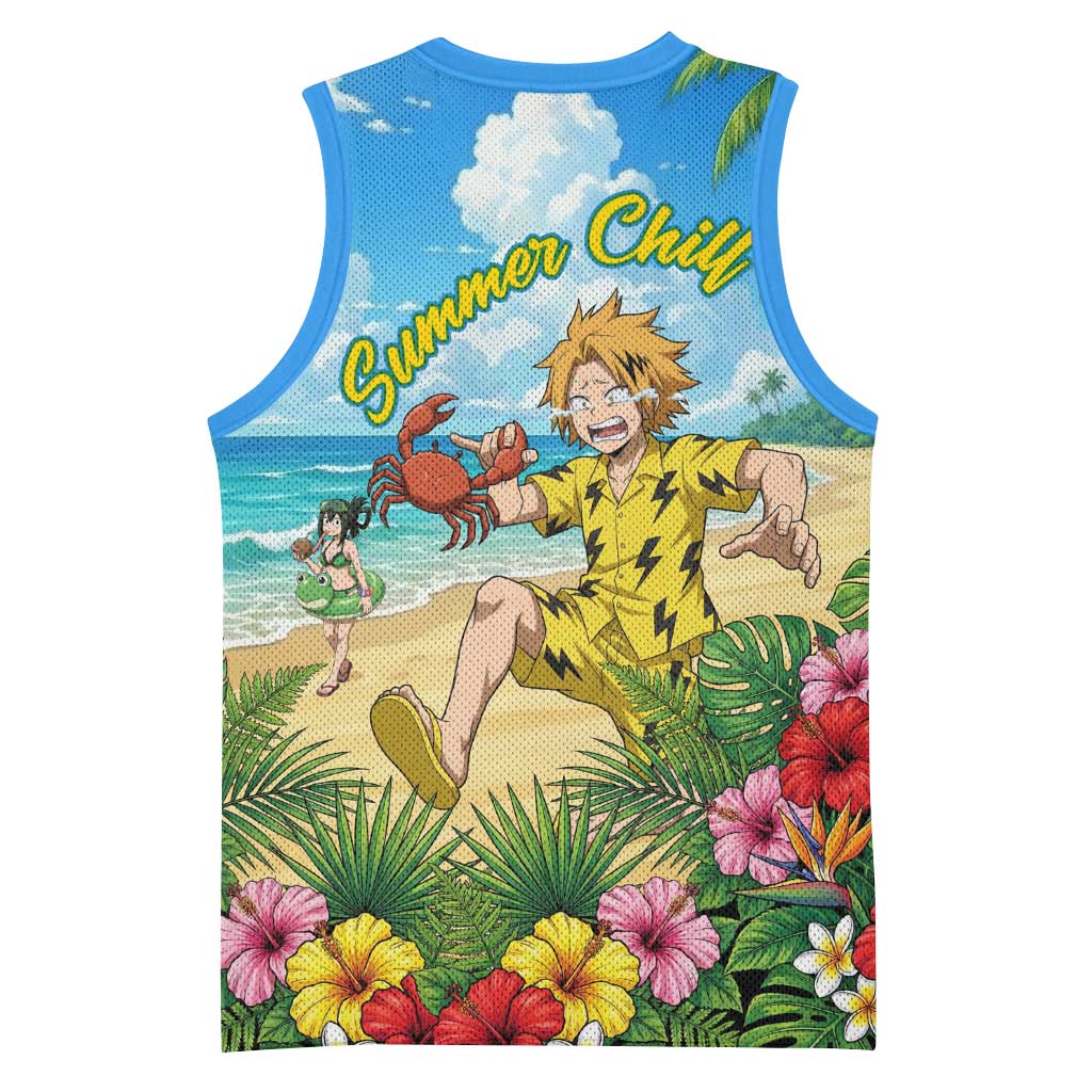 Denki Kaminari Summer Chill Basketball Jersey Tropical Anime Comedy Scene
