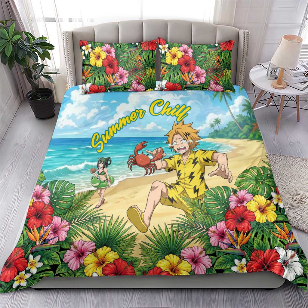 Denki Kaminari Summer Chill Bedding Set Tropical Anime Comedy Scene