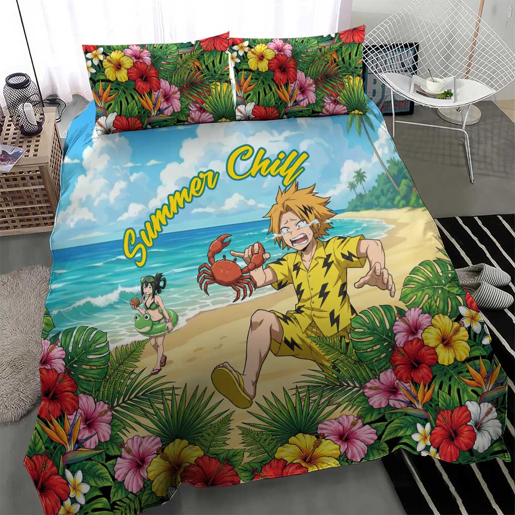 Denki Kaminari Summer Chill Bedding Set Tropical Anime Comedy Scene