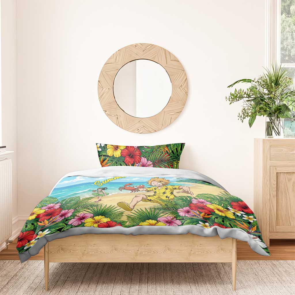 Denki Kaminari Summer Chill Bedding Set Tropical Anime Comedy Scene