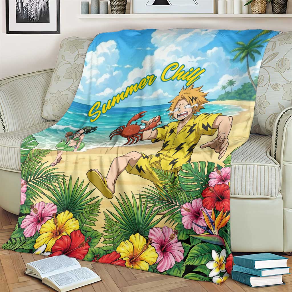 Denki Kaminari Summer Chill Blanket Tropical Anime Comedy Scene
