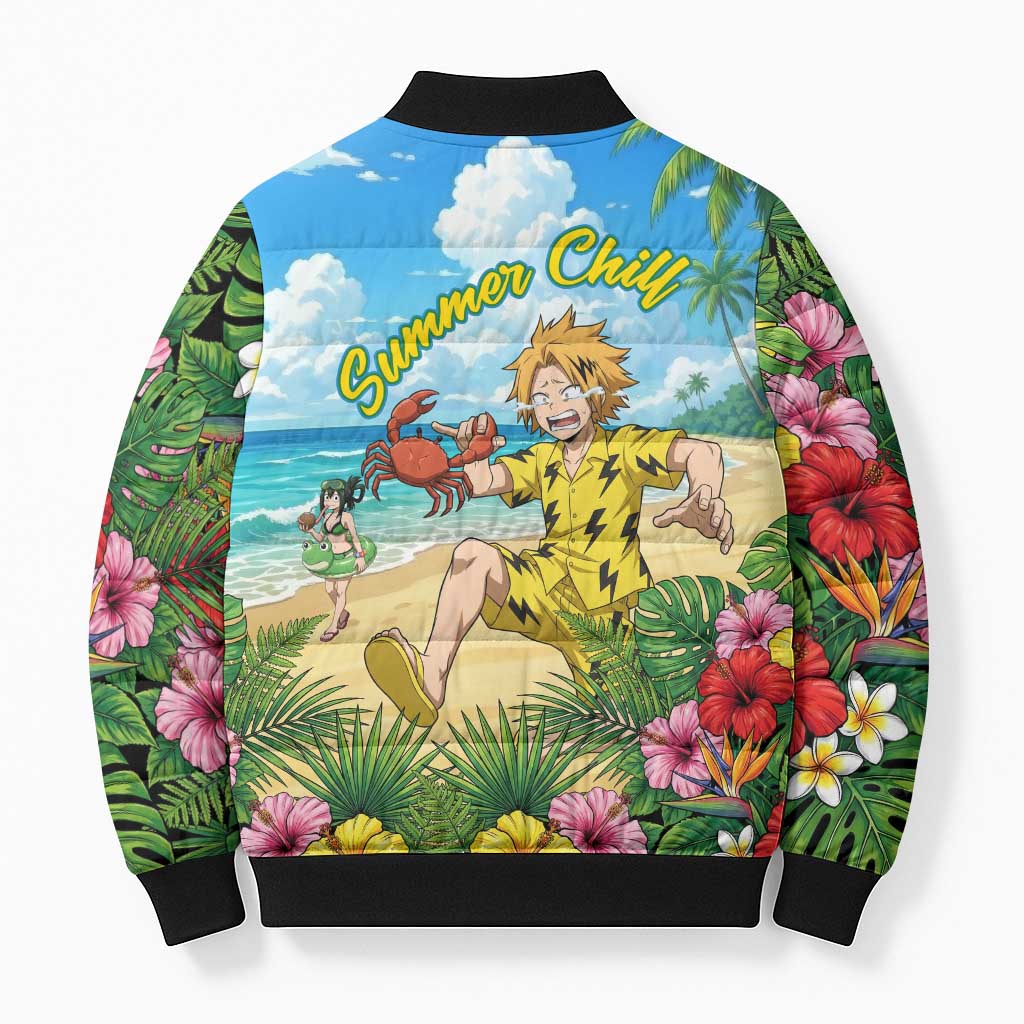 Denki Kaminari Summer Chill Bomber Puffer Jacket Tropical Anime Comedy Scene