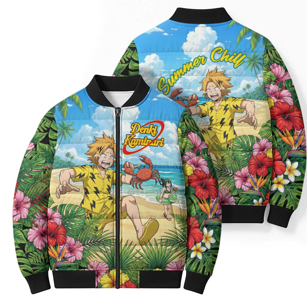 Denki Kaminari Summer Chill Bomber Puffer Jacket Tropical Anime Comedy Scene