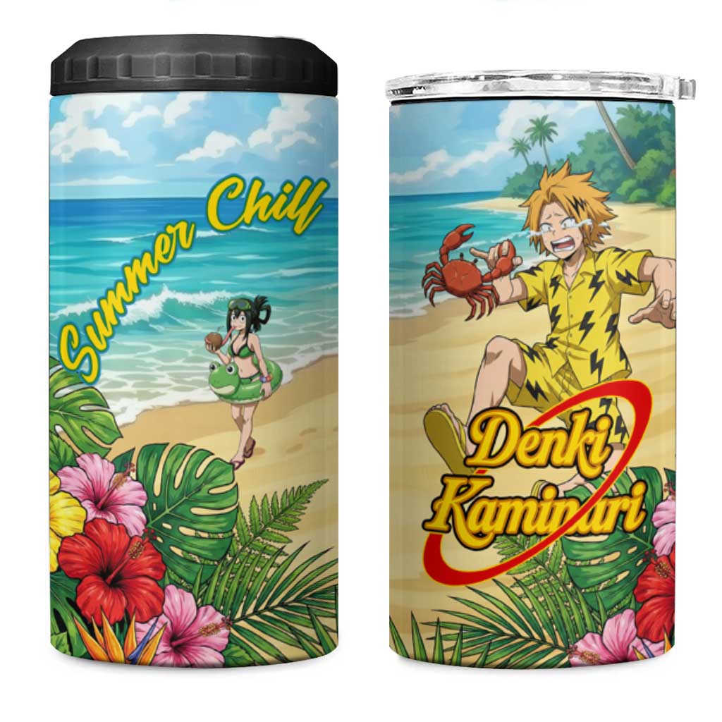 Denki Kaminari Summer Chill 4 in 1 Can Cooler Tumbler Tropical Anime Comedy Scene
