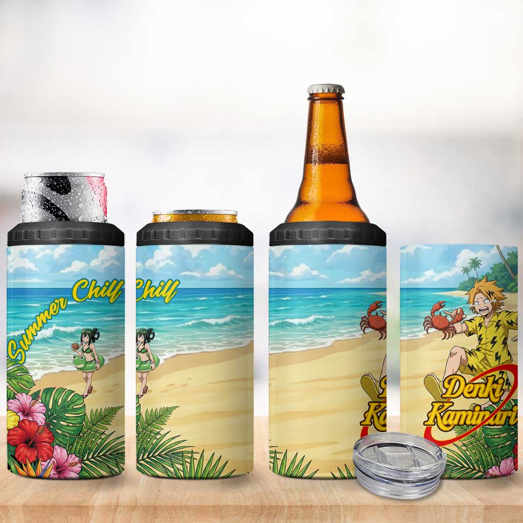 Denki Kaminari Summer Chill 4 in 1 Can Cooler Tumbler Tropical Anime Comedy Scene