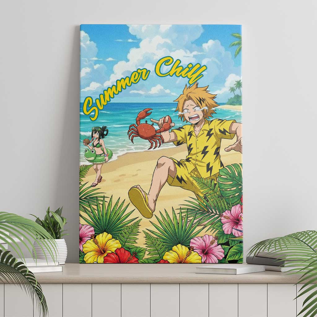 Denki Kaminari Summer Chill Canvas Wall Art Tropical Anime Comedy Scene