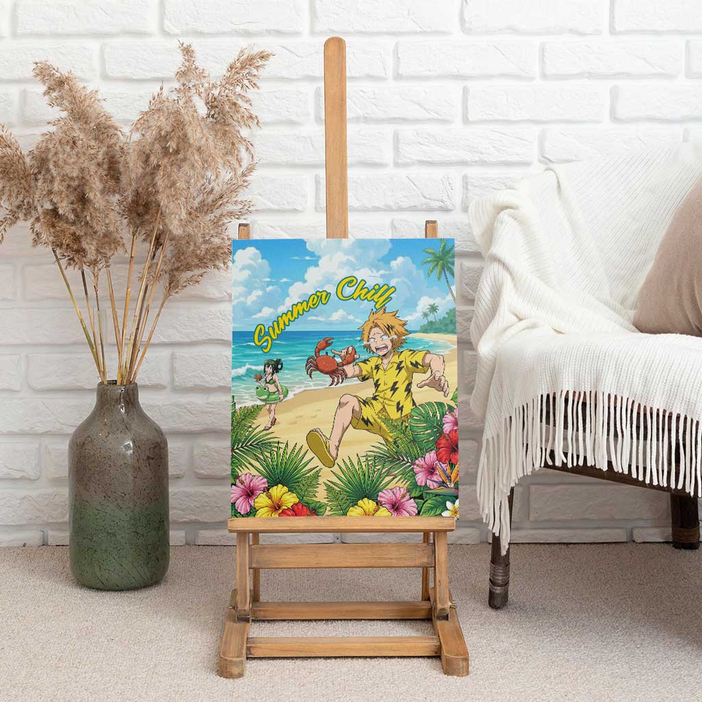 Denki Kaminari Summer Chill Canvas Wall Art Tropical Anime Comedy Scene