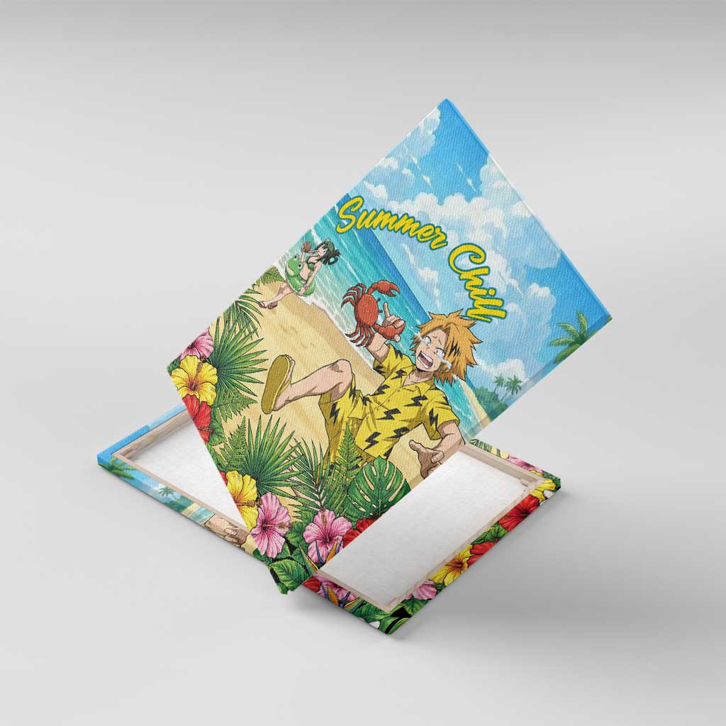 Denki Kaminari Summer Chill Canvas Wall Art Tropical Anime Comedy Scene