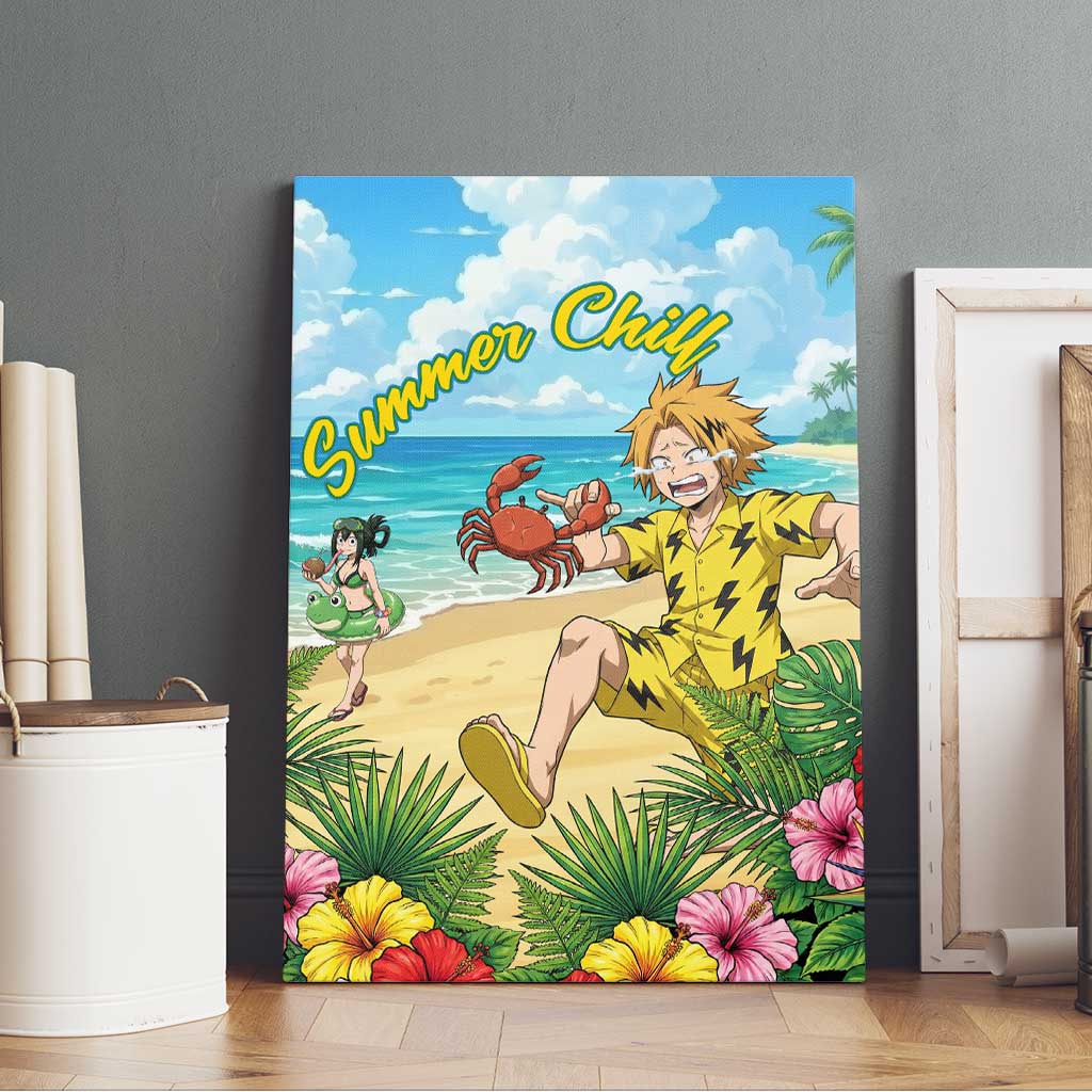 Denki Kaminari Summer Chill Canvas Wall Art Tropical Anime Comedy Scene