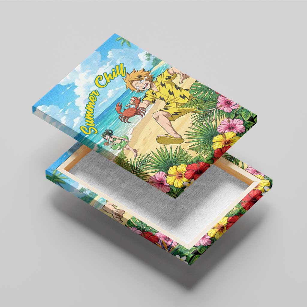 Denki Kaminari Summer Chill Canvas Wall Art Tropical Anime Comedy Scene