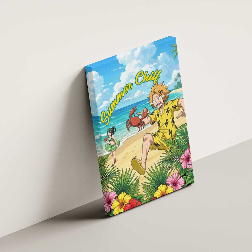 Denki Kaminari Summer Chill Canvas Wall Art Tropical Anime Comedy Scene
