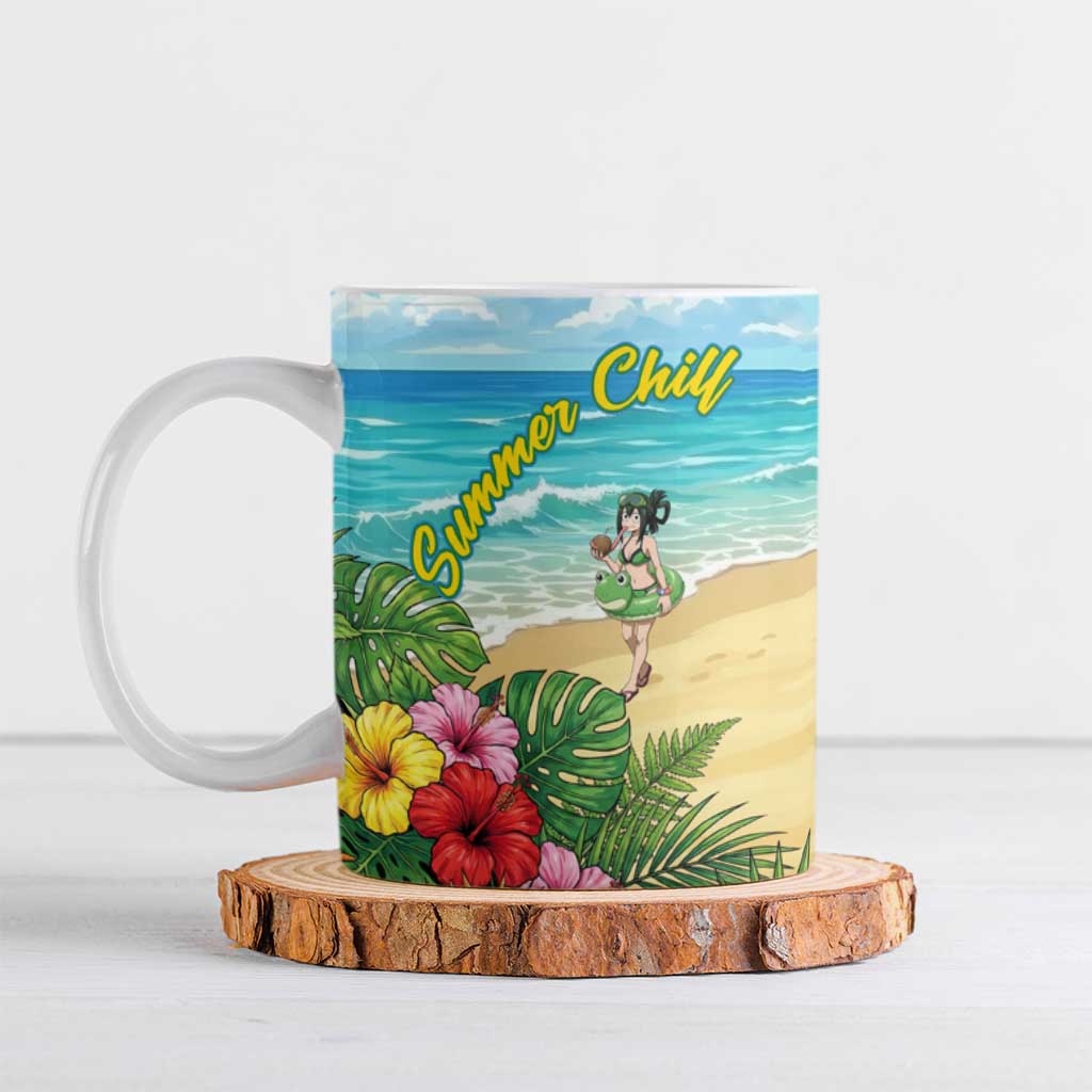 Denki Kaminari Summer Chill Ceramic Mug Tropical Anime Comedy Scene