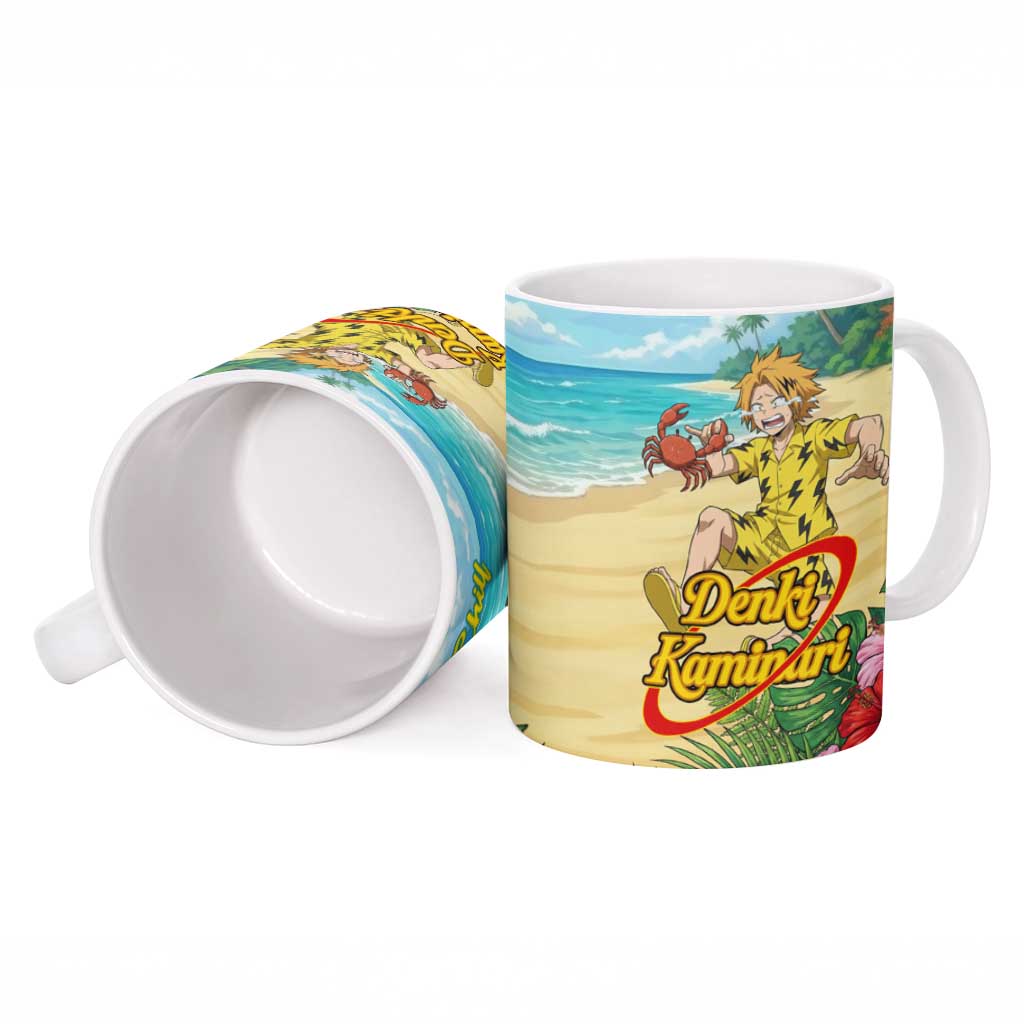 Denki Kaminari Summer Chill Ceramic Mug Tropical Anime Comedy Scene