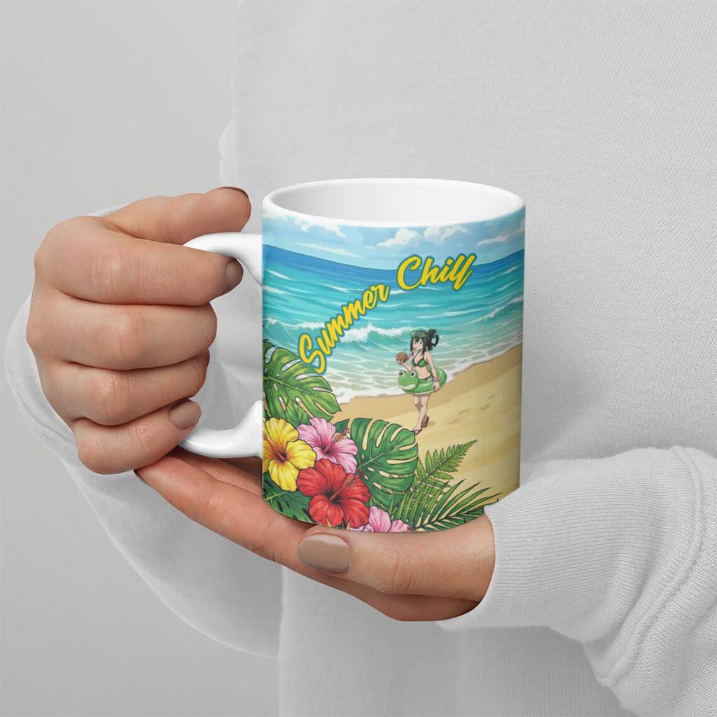 Denki Kaminari Summer Chill Ceramic Mug Tropical Anime Comedy Scene