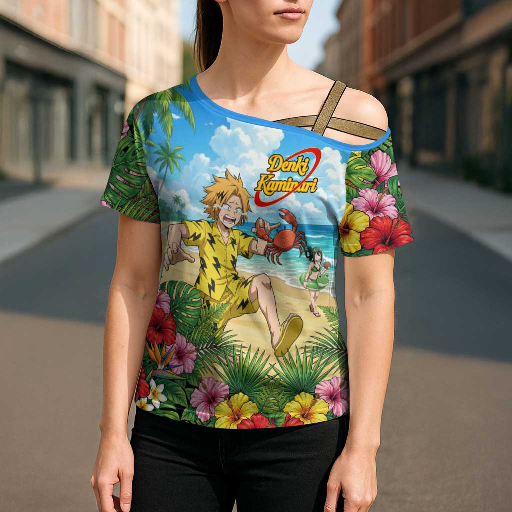 Denki Kaminari Summer Chill Cross Shoulder Shirt Tropical Anime Comedy Scene