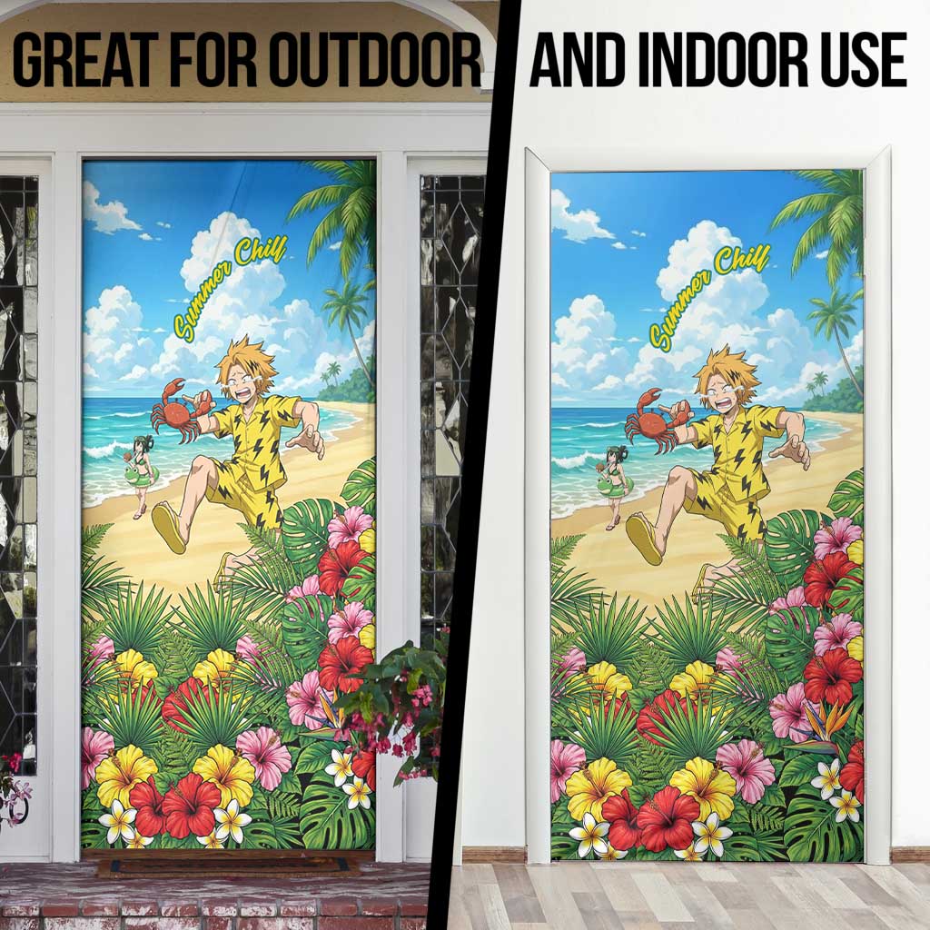 Denki Kaminari Summer Chill Door Cover Tropical Anime Comedy Scene