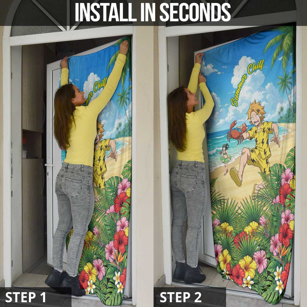 Denki Kaminari Summer Chill Door Cover Tropical Anime Comedy Scene