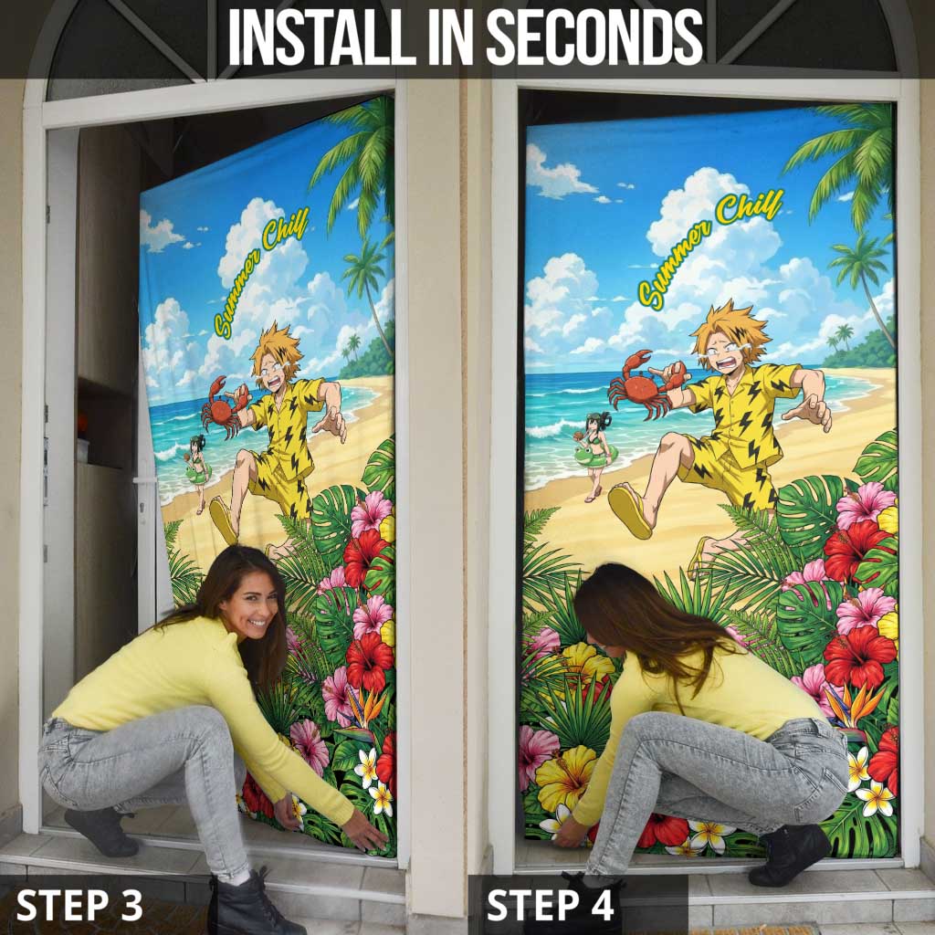 Denki Kaminari Summer Chill Door Cover Tropical Anime Comedy Scene