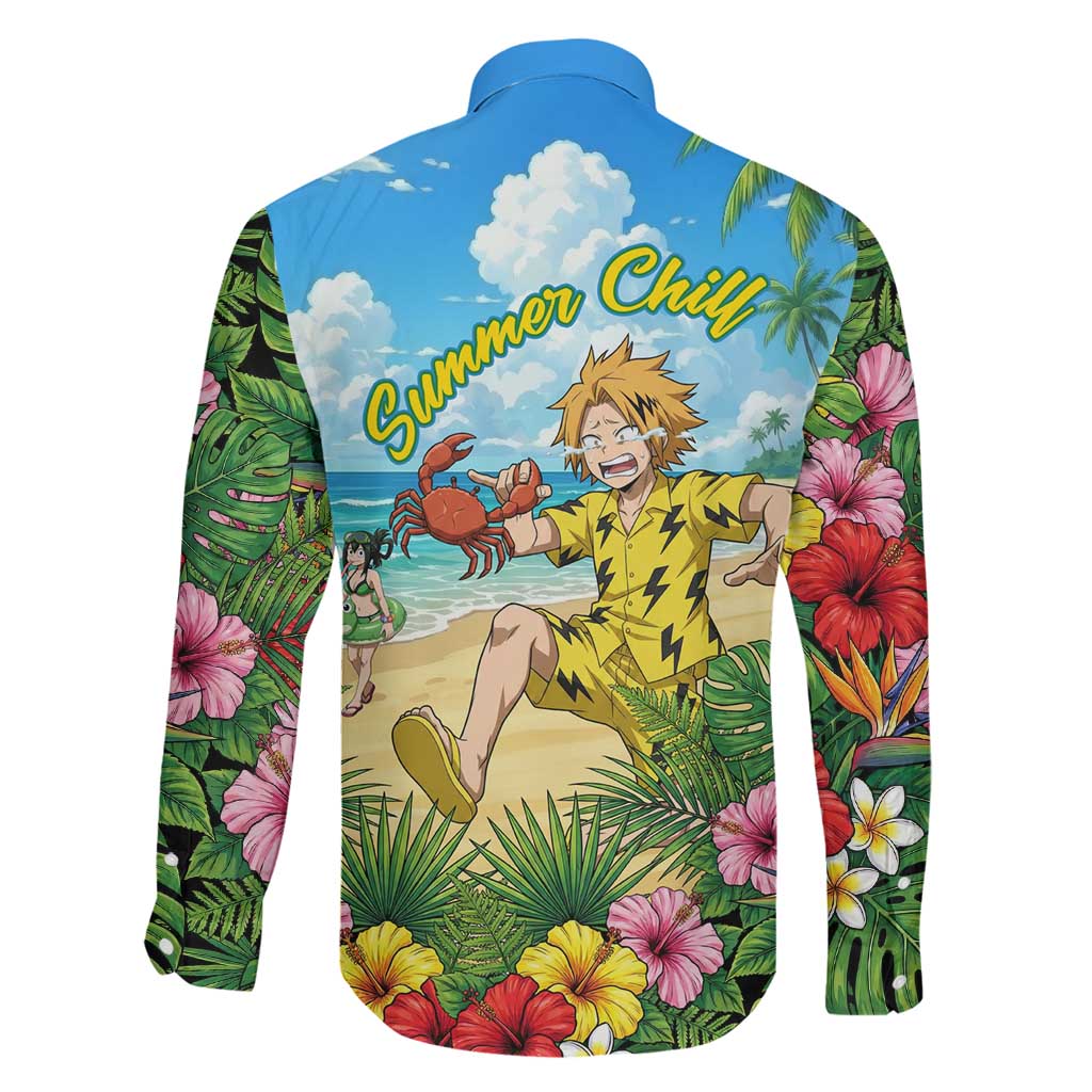 Denki Kaminari Summer Chill Family Matching Summer Maxi Dress and Hawaiian Shirt Tropical Anime Comedy Scene