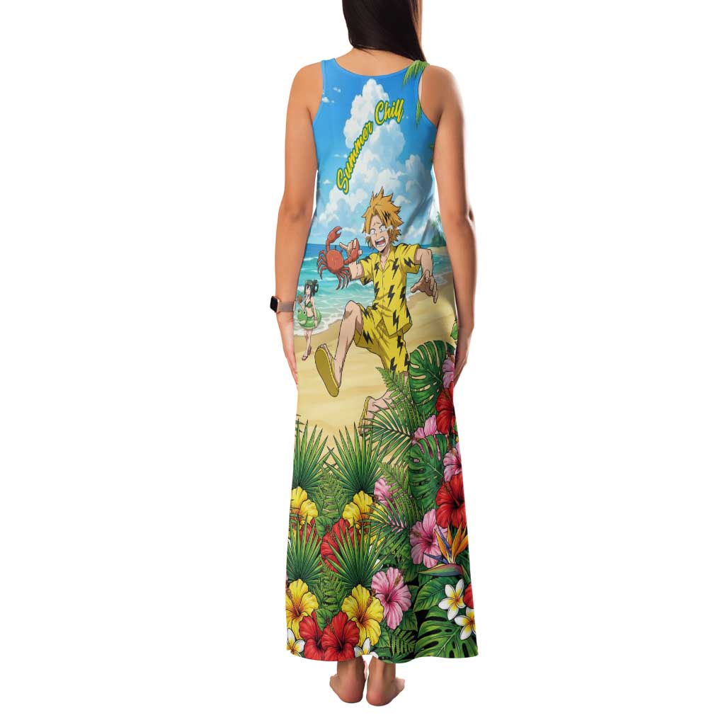 Denki Kaminari Summer Chill Family Matching Tank Maxi Dress and Hawaiian Shirt Tropical Anime Comedy Scene
