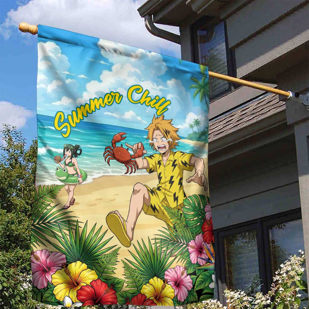 Denki Kaminari Summer Chill Garden Flag Tropical Anime Comedy Scene
