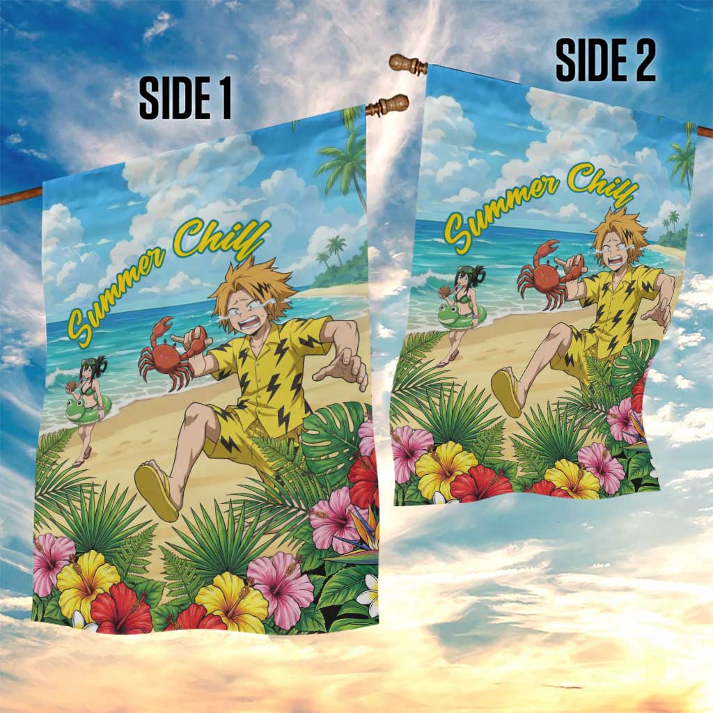 Denki Kaminari Summer Chill Garden Flag Tropical Anime Comedy Scene