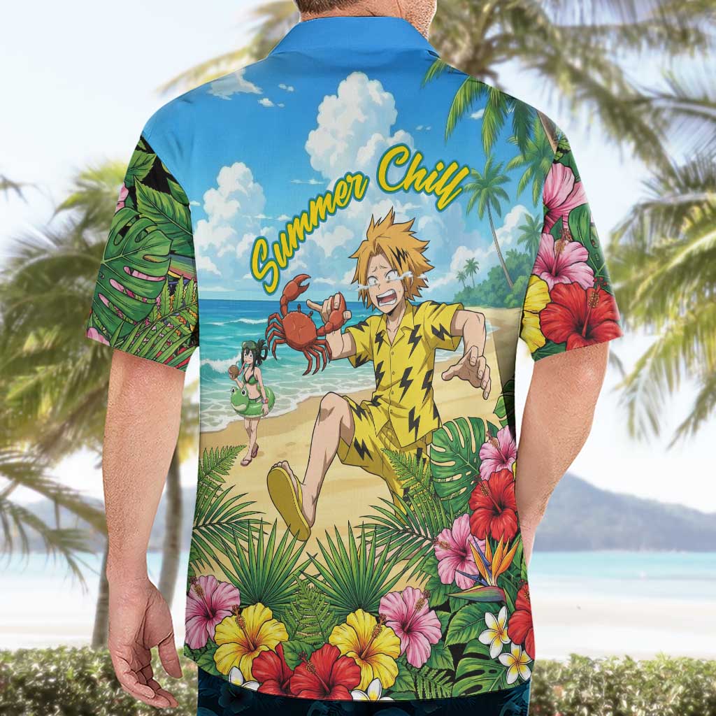 Denki Kaminari Summer Chill Hawaiian Shirt Tropical Anime Comedy Scene