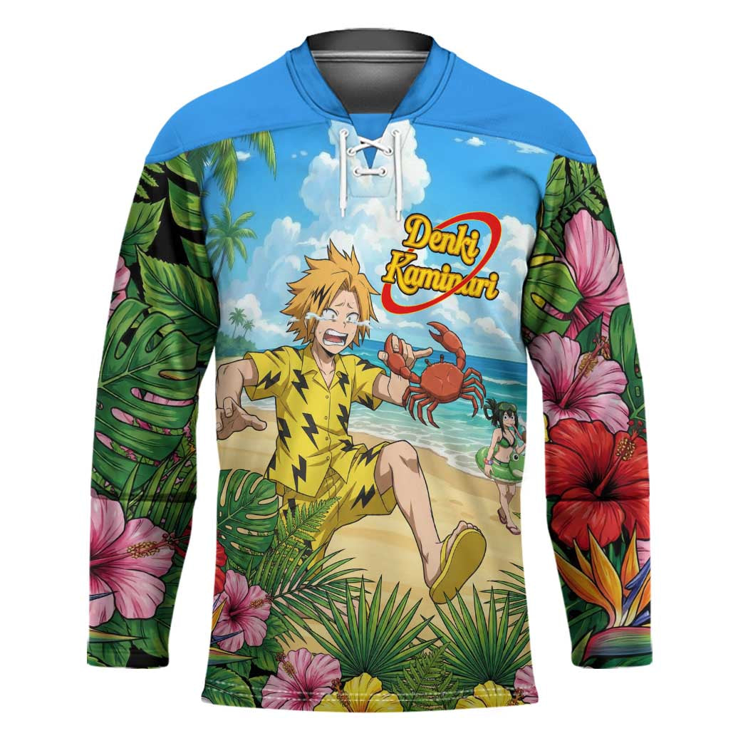 Denki Kaminari Summer Chill Hockey Jersey Tropical Anime Comedy Scene