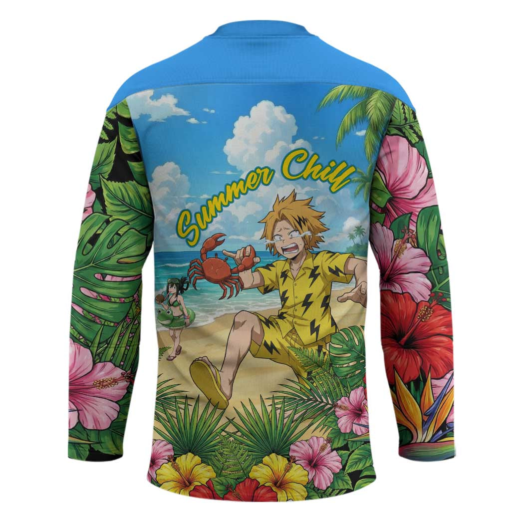 Denki Kaminari Summer Chill Hockey Jersey Tropical Anime Comedy Scene