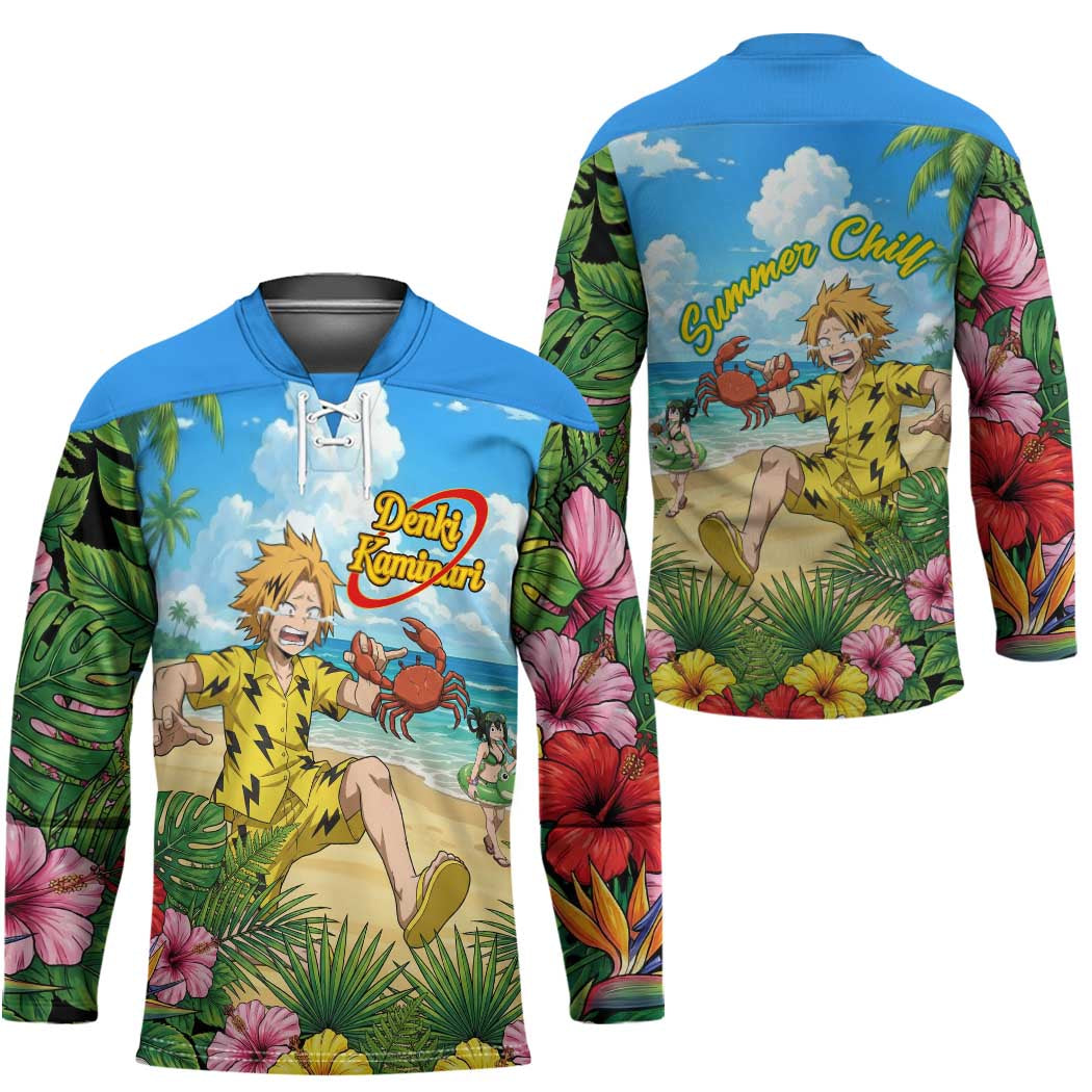 Denki Kaminari Summer Chill Hockey Jersey Tropical Anime Comedy Scene