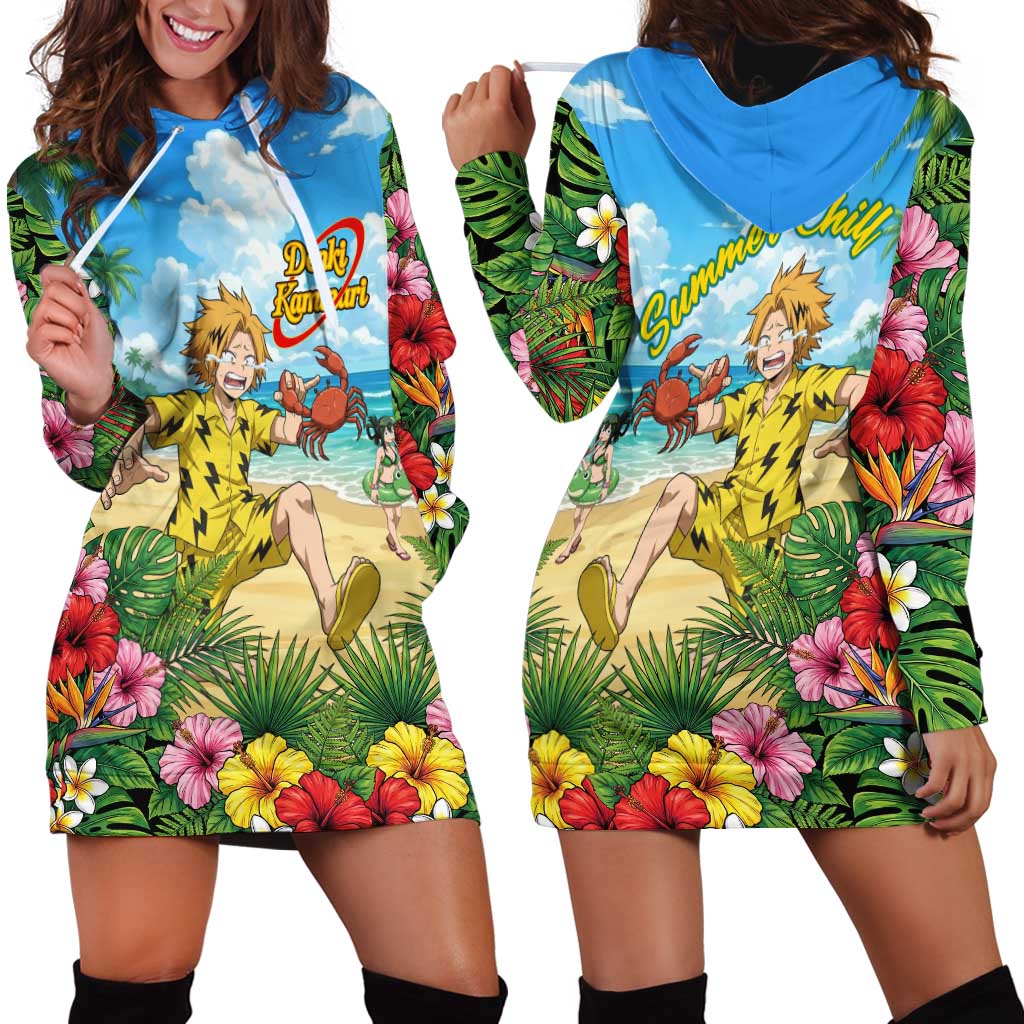 Denki Kaminari Summer Chill Hoodie Dress Tropical Anime Comedy Scene